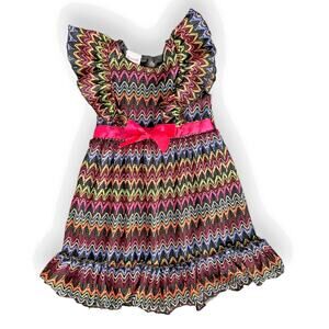 Nanette Girls Dress Lace Overlay Size 4T Chevron Boho